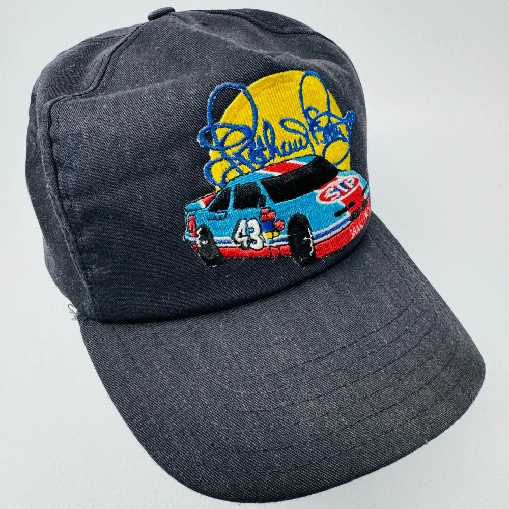 Vintage‎ Richard Petty 43 STP NASCAR Racing Snapback Hat Black Embroidered Cap